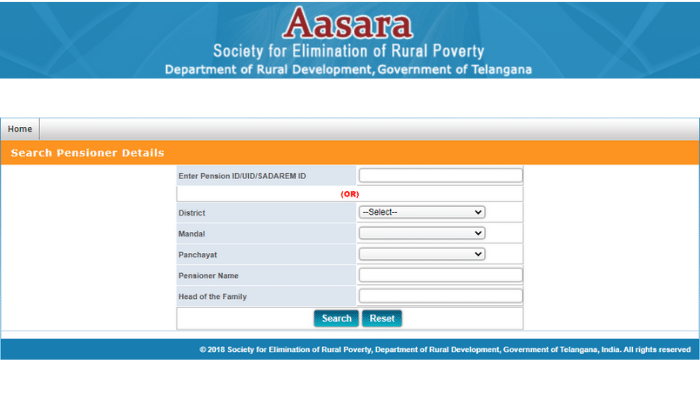 Aasara Pension Status Check 2024